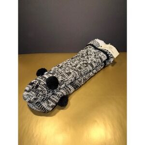 Bee & Willow Oeka Tex Bed Bath Beyond Panda Slipper Socks Black White Knit Faux
